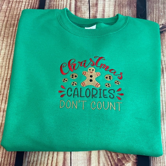Custom Embroidered Christmas Calories Don’t Count Women’s Sweatshirt - Picture 1 of 5